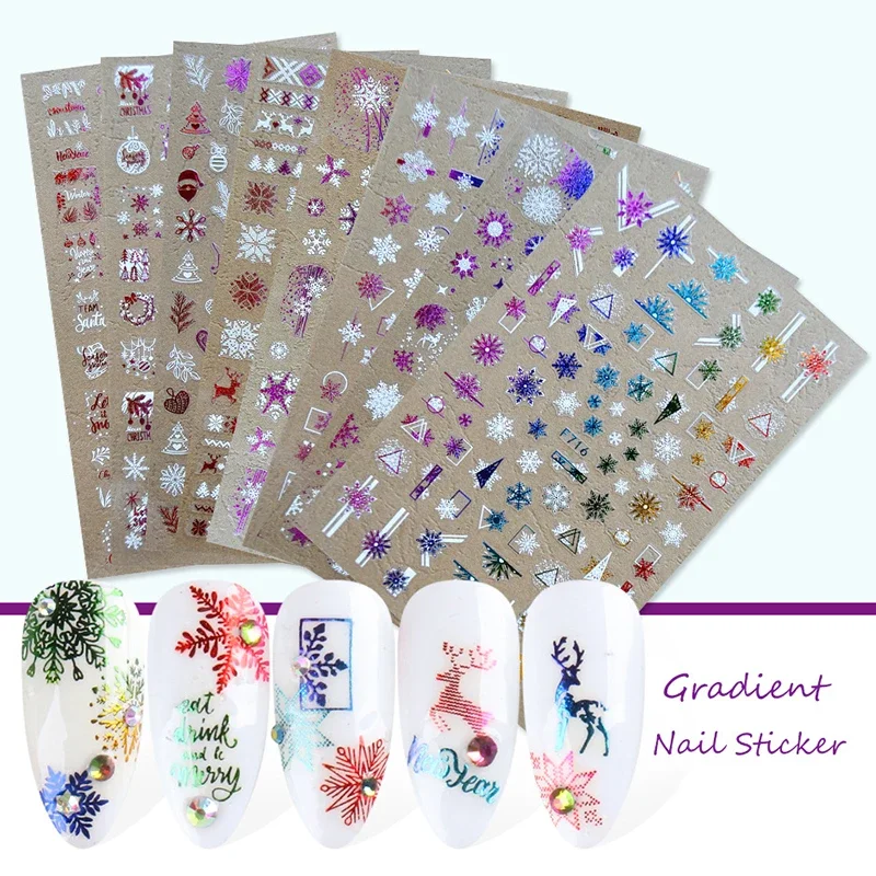 Nail Art Xmas Design - Рождественские наклейки для ногтей, зимний Санта-Клаус,