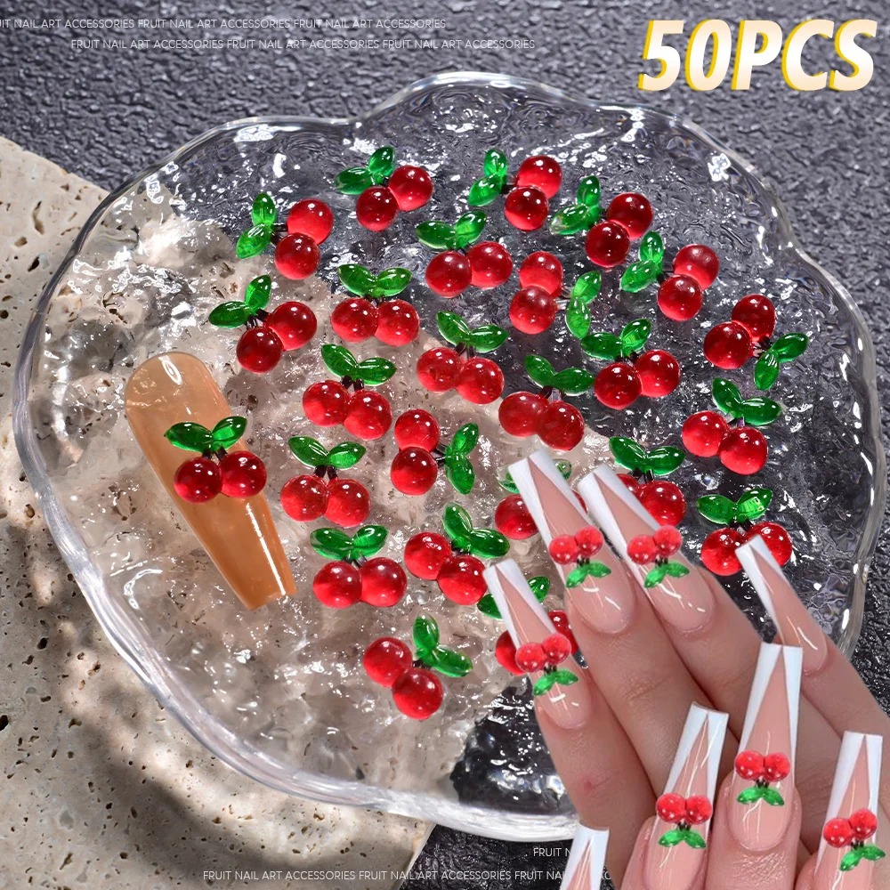 Nail Art Red Cherry - 100 шт. 3D-украшений для ногтей в