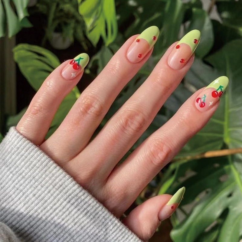 Nail Art Red Cherry - 24 шт. французских накладных ногтей в