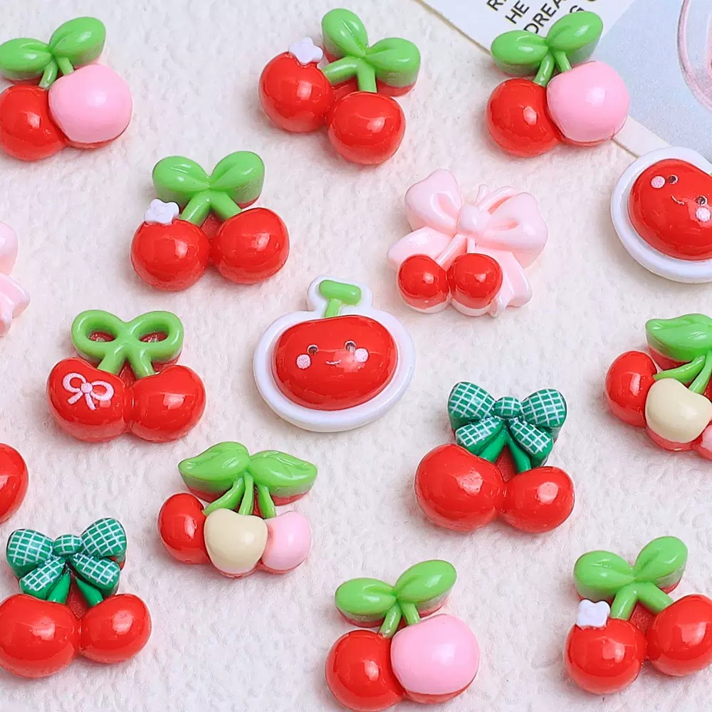Nail Art Red Cherry - 20 шт., милый мини-мультфильм с различными