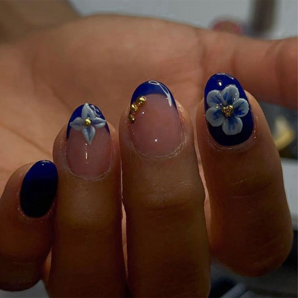 Nail Art Ideas - 24 шт. коротких овальных 3D-наклеек для