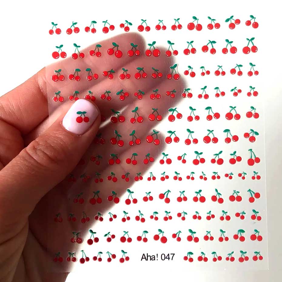 Nail Art Red Cherry - 1 лист, 3D наклейки для дизайна