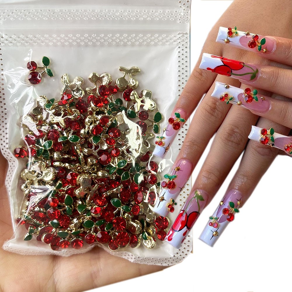 40 шт. 3D блестящие розовые и  – обзор и цена Nail Art Red Cherry