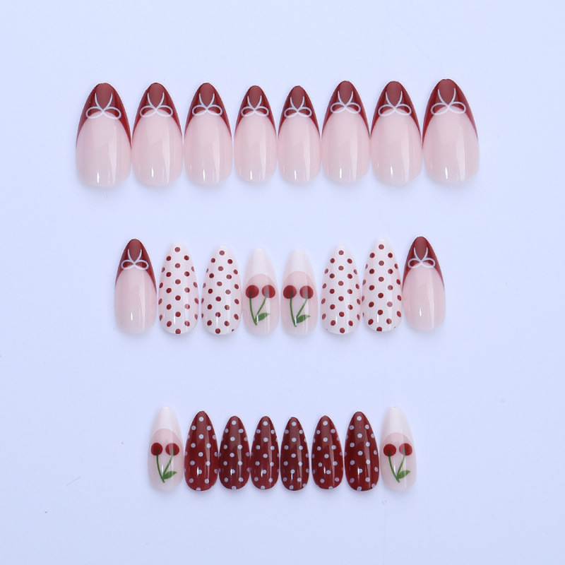 24 шт. модных красных накладны – обзор и цена Nail Art Red Cherry