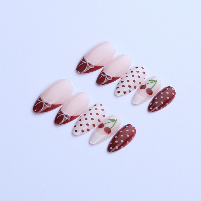 24 шт. модных красных накладны – обзор и цена Nail Art Red Cherry