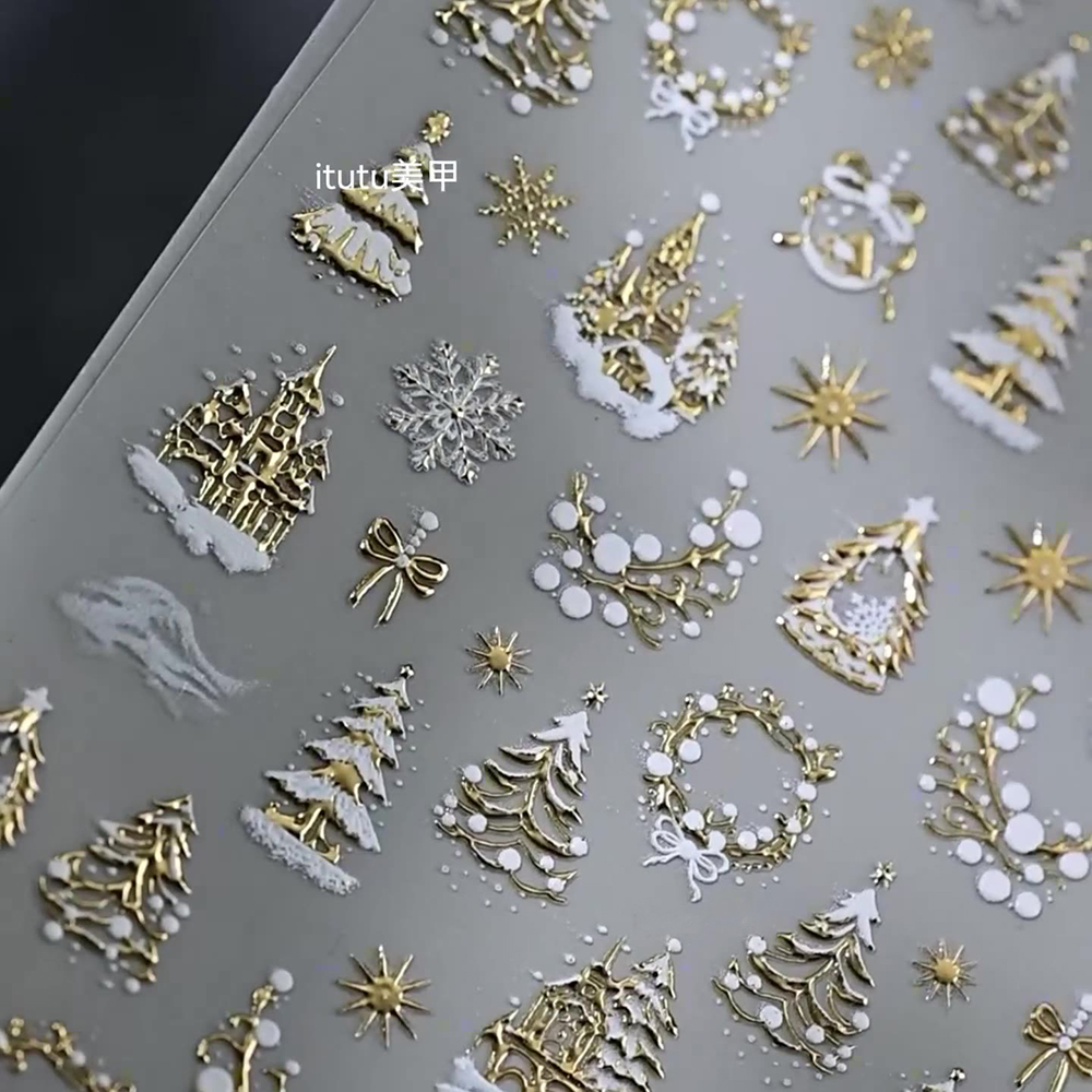 1 шт. 5D Золотой Снег Рождеств – обзор и цена Nail Art Xmas Design