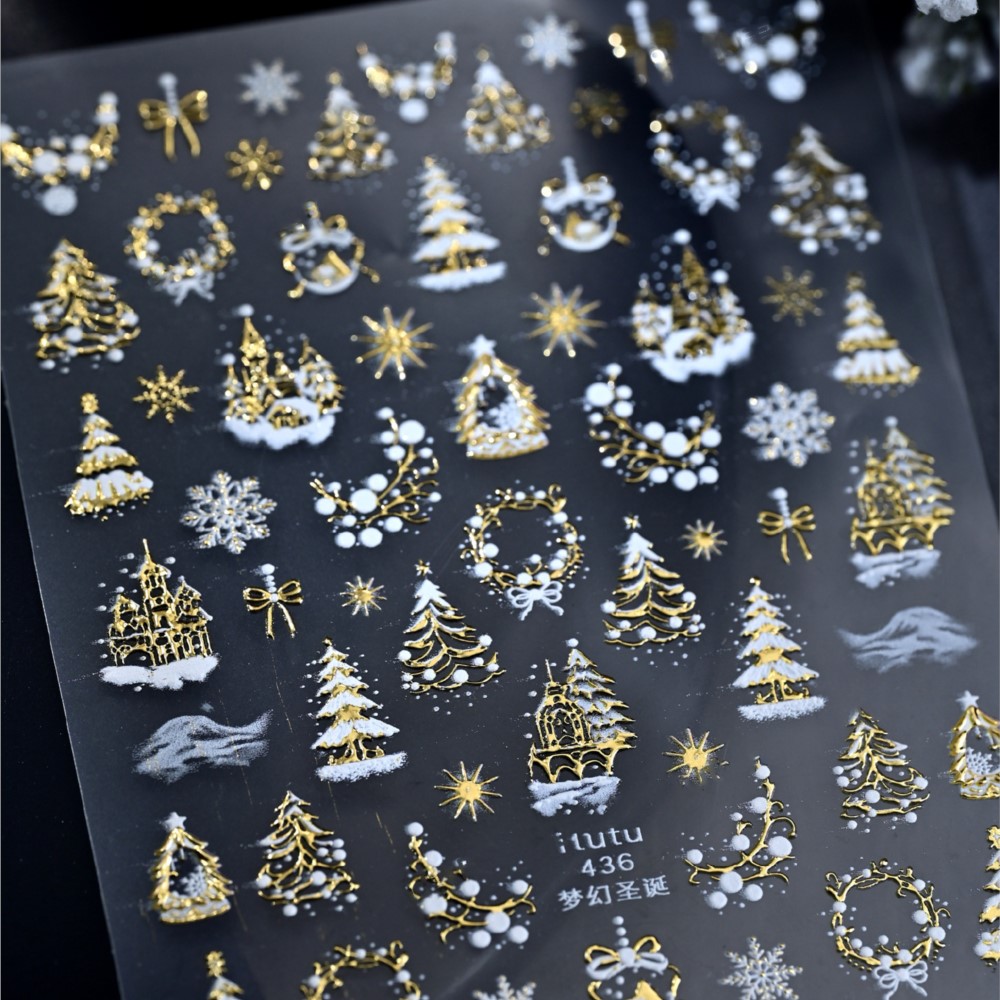 5D тисненный золотой замок/гир – обзор и цена Nail Art Xmas Design