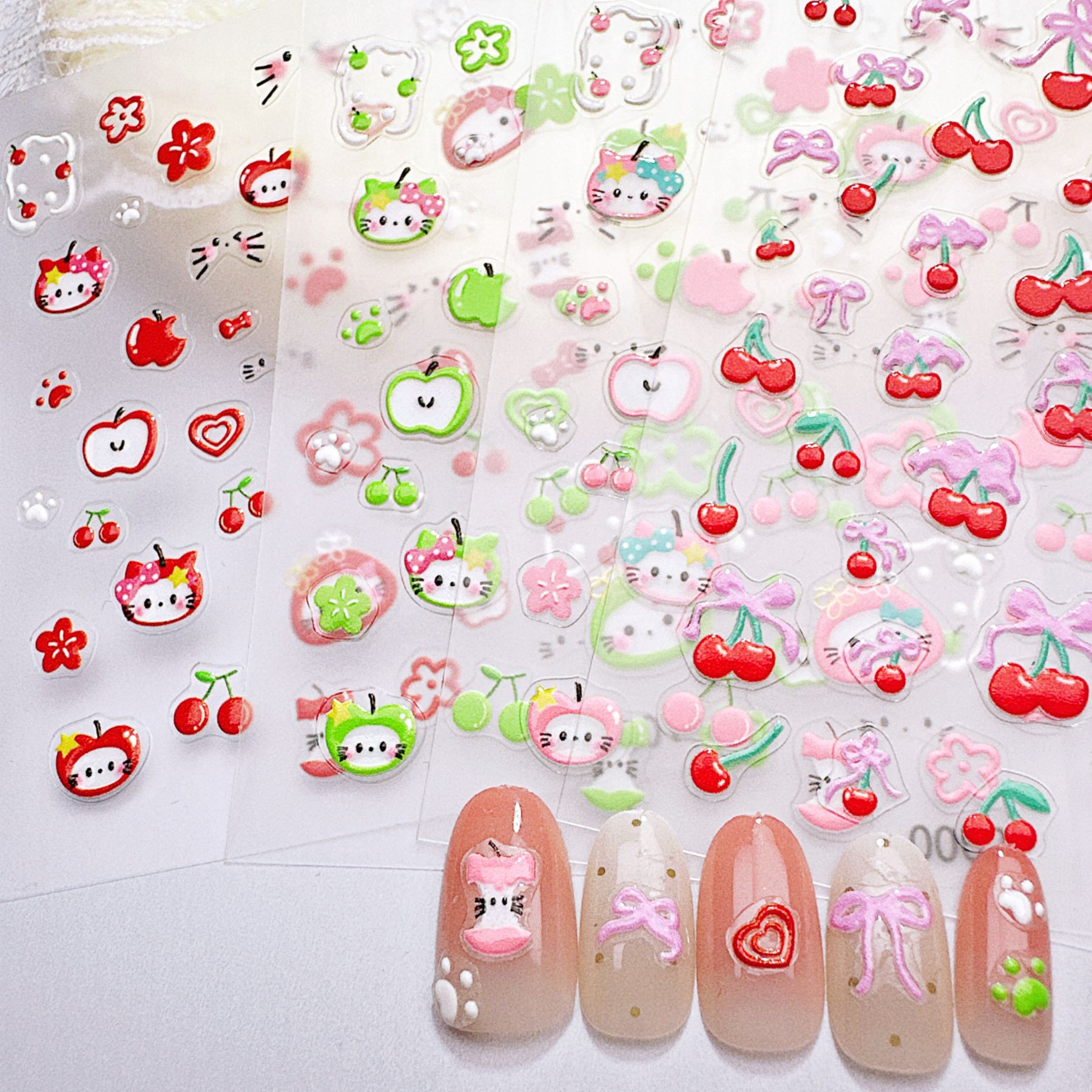 1 шт. зеленые и красные наклей – обзор и цена Nail Art Red Cherry